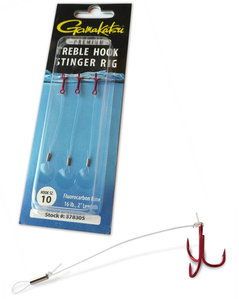 Treble Stinger Rig, Fluorocarbon Leader Gamakatsu USA Fishing Hooks